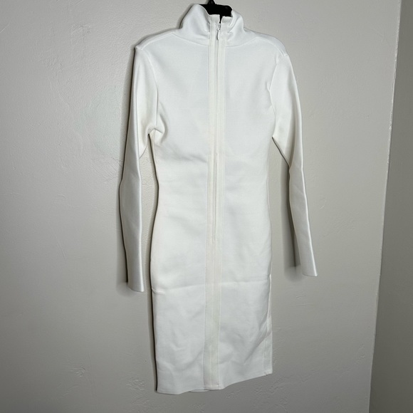 Custom Made White Long Sleeve Bodycon Dress - Picture 3 of 4